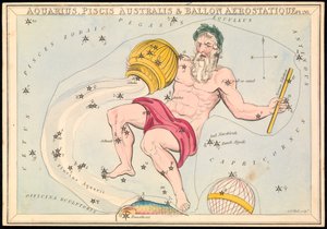 Aquarius, Pisces Australis a Ballon Aerostatique, cca 1825 (karta, papír, hedvábí) od Sydney Hall