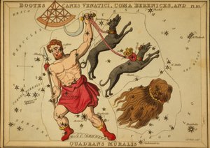 Bootes Canes Venatici, Coma Berenices a Quadrans Muralis, ilustrace z 