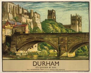 Plakát britských drah inzerující Durham, kolem roku 1935 (barevná litografie) od Sydney Lee