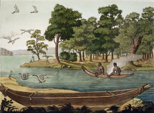 Method of Navigation in New Holland, vyryl F. Fumagalli, ilustrace ze sbírky cestopisů z počátku 19. století