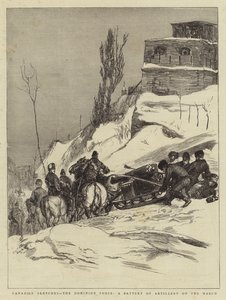 Canadian Sketches, Dominion Force, baterie dělostřelectva na pochodu od Sydney Prior Hall