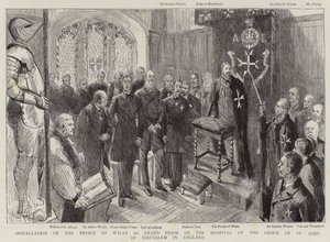 Instalace prince z Walesu jako velkopřevora nemocnice Řádu svatého Jana Jeruzalémského v Anglii od Sydney Prior Hall