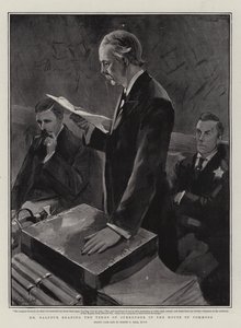 Pan Balfour čte v Dolní sněmovně podmínky kapitulace