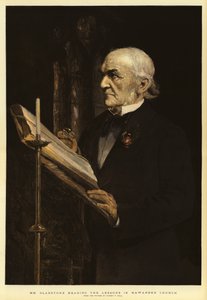 Pan Gladstone čte Lekce v Hawarden Church od Sydney Prior Hall