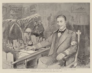 Princ George Řecký, vysoký komisař Kréty, doma v Aténách od Sydney Prior Hall