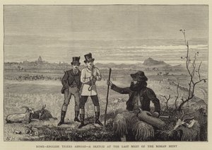 Řím, angličtí tygři v zahraničí, skica při posledním setkání římského lovu od Sydney Prior Hall