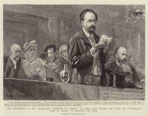 Konference Novinářského institutu v Londýně, Emile Zola čte svou práci o L