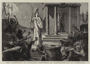 Eumenides z Aischyla v podání vysokoškoláků v Cambridge od Sydney Prior Hall