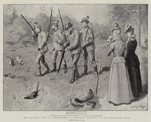 Kaiserova návštěva v Sandringhamu, ranní střelba ve Wolfertonském lese od Sydney Prior Hall
