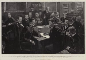 Přechod válečného mraku před korunovací, podepsání mírové smlouvy v Pretorii od Sydney Prior Hall