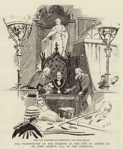Prezentace svobody města Londýna siru Johnu Gilbertovi, RA, v Guildhall od Sydney Prior Hall