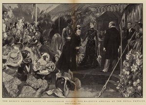 Královnina zahradní slavnost v Buckinghamském paláci, příjezd Jejího Veličenstva do Královského pavilonu