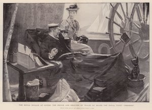 Královský invalida v Cowes, princ a princezna z Walesu na palubě Royal Yacht Osborne