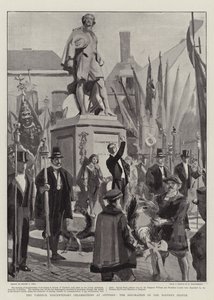 Oslavy Vandyckova stého výročí v Antverpách, výzdoba Mistrovy sochy od Sydney Prior Hall