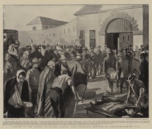 Oběti bitvy o Alands, Boer Parisoneras přijíždějící do Pietermaritzburg Gaol od Sydney Prior Hall