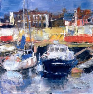 Lowestoft Harbour View (kombinovaná média a koláž na papíře) od Sylvia Paul