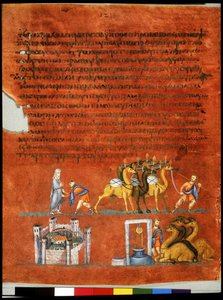 Celá strana: text a miniatura: vysílání Eliezser (miniatura) od Syrian School