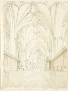 Sbor bristolské katedrály při pohledu na východ od T.H. Clarke