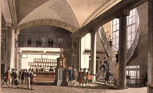 Sál aukčního trhu od T. and Pugin A.C. Rowlandson