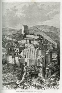 Klášter Mar-Saba (Mar Saba) (Palestina). Taylorova rytina pro ilustraci příběhu dnešní Sýrie od M. Lorteta, děkana lékařské fakulty v Lyonu, pověřeného vědeckým posláním ministerstva veřejného školství, publikovaná v Tou
