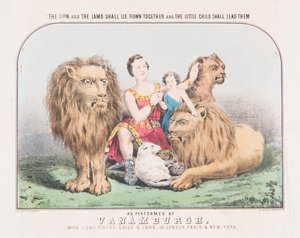 Lev a beránek si spolu lehnou a malé dítě je povede, kolem roku 1840 (akvarel na papíře) od T. W. Strong
