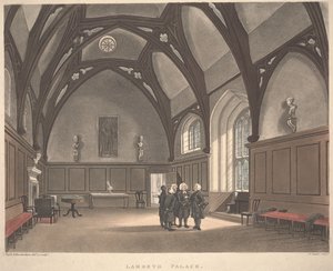 Lambethský palác, vyryl Joseph Constantine Stadler (fl.1780-1812), vydáno 1808 (barevná akvatinta)