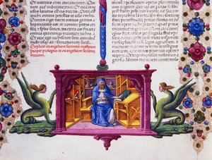 Hraniční vlys na úpatí stránky se svatým Matoušem Evangelistou, svazek II f 148, v, Bible Borso d