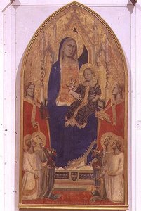 Madona s dítětem na trůně a SS. Maří Magdalénou, Kateřinou Alexandrijskou a anděly od Taddeo Gaddi