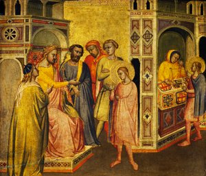 Svatý Eligius před králem Clotharem, kolem roku 1360