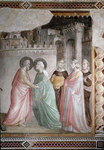 Setkání Anny a Joachima u Doree Door (detail) - freska, kolem roku 1327