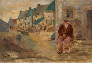 Bretonská krajina se starým rybářem od Tadeusz Makowski