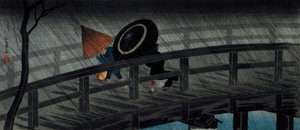 Déšť na mostě Izumi od Takahashi Hiroaki