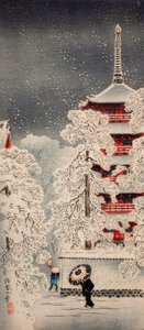 Sníh v Asakusa, Yedo, provincie Musashi od Takahashi Hiroaki