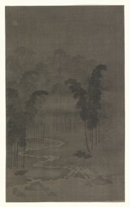 Bambusový les v noci od Tan Zhirui (attributed to)