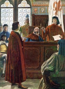 COSIMO DE MEDICI, toskánský velkovévoda, zde se brání proti obvinění svých nepřátel. od Tancredi Scarpelli