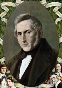Portrét Alessandra Manzoniho (1785 - 1873), italského spisovatele Ilustrace Tancrediho Scarpelliho (1866-1937) ze „Storia d