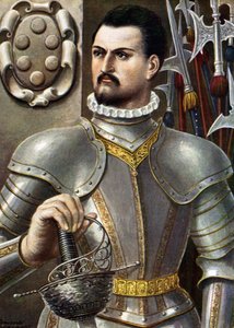 Portrét Jeana de Medicis známého jako Jean des Bands Noires (Giovanni dalle Bande Nere) (1498-1526) Italský kondotiér Ilustrace Tancredi Scarpelli (1866-1937) z „“ Storia d
