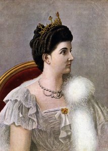 Portrét italské královny Helene (Elena) Černé Hory (1873-1952) Ilustrace Tancredi Scarpelli (1866-1937) z „Storia d