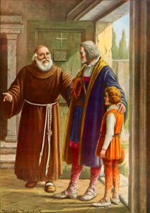 Strážce Rabidy vítá Cristophera Columba a jeho malého syna od Tancredi Scarpelli