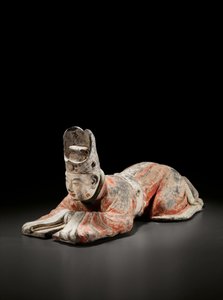 Soudní úředník Kowtowing, raná dynastie Tang, 7.–8. století (malovaná keramika) od Tang Dynasty Chinese School
