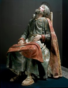 Anděl oznamující Josefovi narození Ježíše Detail svatého Josefa. Socha Tanzia da Varallo (Antonio d