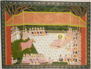 Maharana Sarup Singh prohlíží prémiového hřebce, 1845-46. od Tara