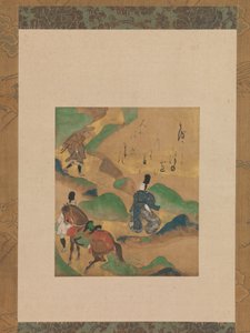 Mount Utsu Utsu no yama, z Příběhů Ise Ise monogatari, ca. 1634.