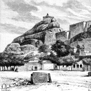 Chrám Rock Fort of Tiruchirapalli, Indie, 1895.