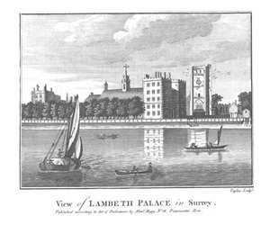 Pohled na palác Lambeth v Surrey., konec 18. století od Taylor