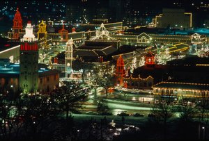 Vánoční světla v noci, Kansas City od Ted Spiegel