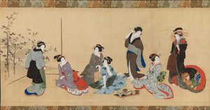 Ženská parodie na Sedm filozofů bambusového lesa Detail od Teisai Hokuba