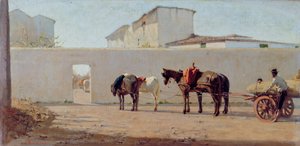 Jednoho jarního rána. Bílá zeď, asi 1867 (olej na plátně) od Telemaco Signorini