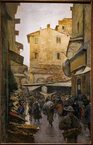 Starý trh z ulice Degli Speziali, kolem roku 1882 (olej na plátně) od Telemaco Signorini