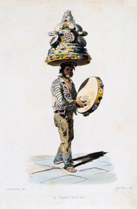 Tamburína, rytina Giovanniho Fusara (1803-1894) z kresby Teodora Duclera (1816-1867). Itálie
